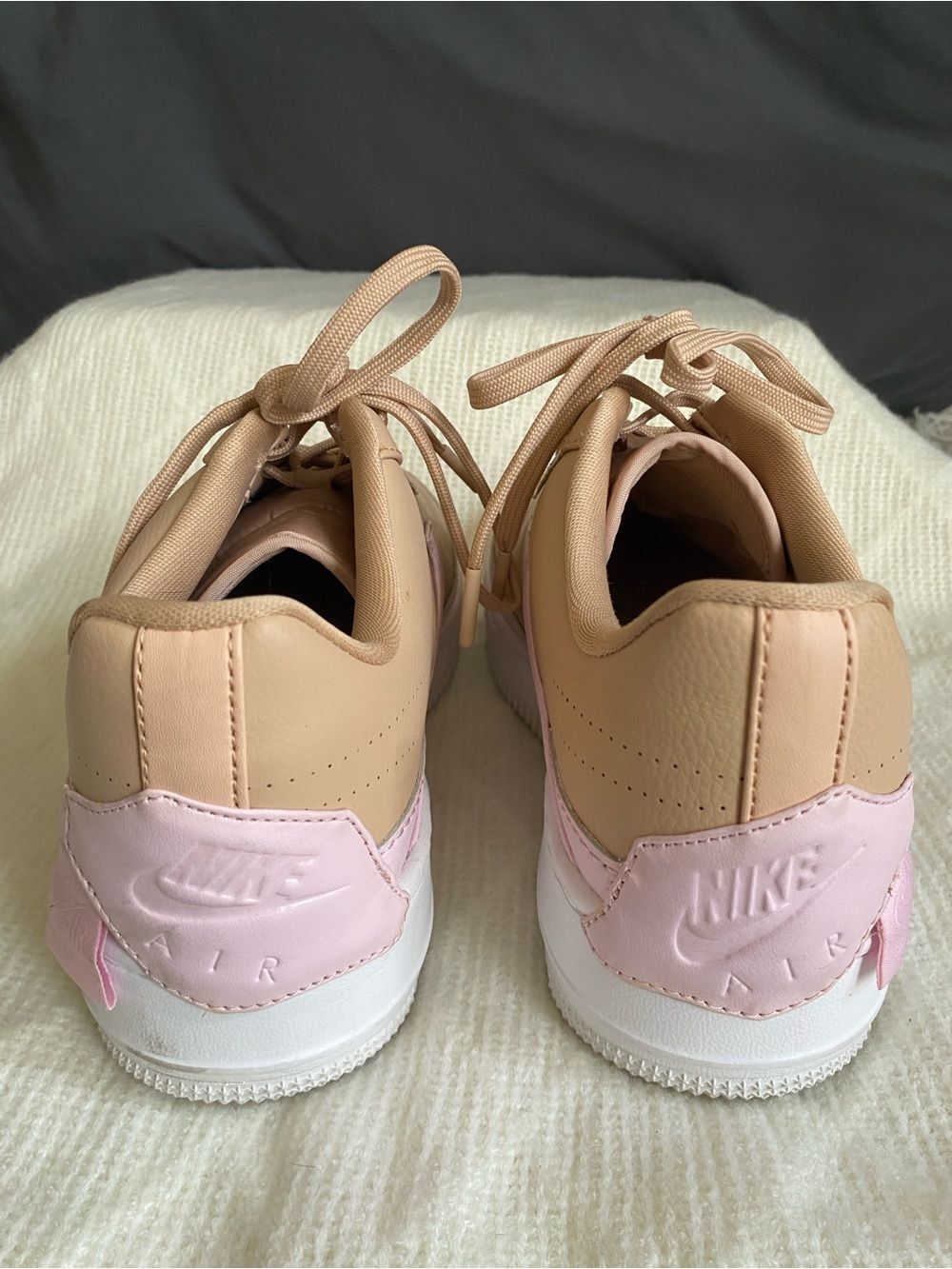 Nike Women's Air Force 1’s Beige Sneakers with Pink Midsole Accent - Picture 2 of 8